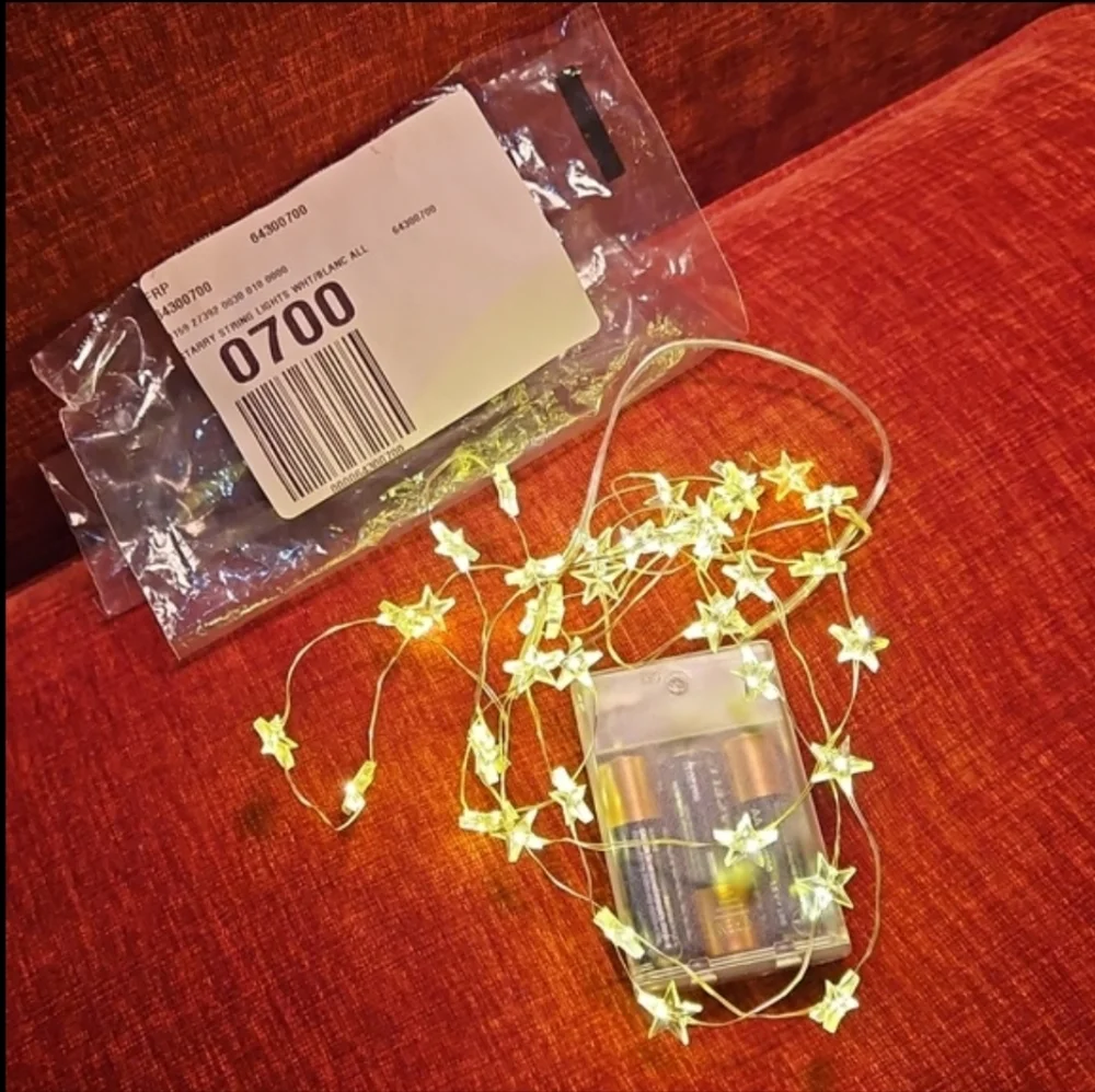Free People Starry String Lights Mini White 7' Copper Wire With 3 Batteries NWOT